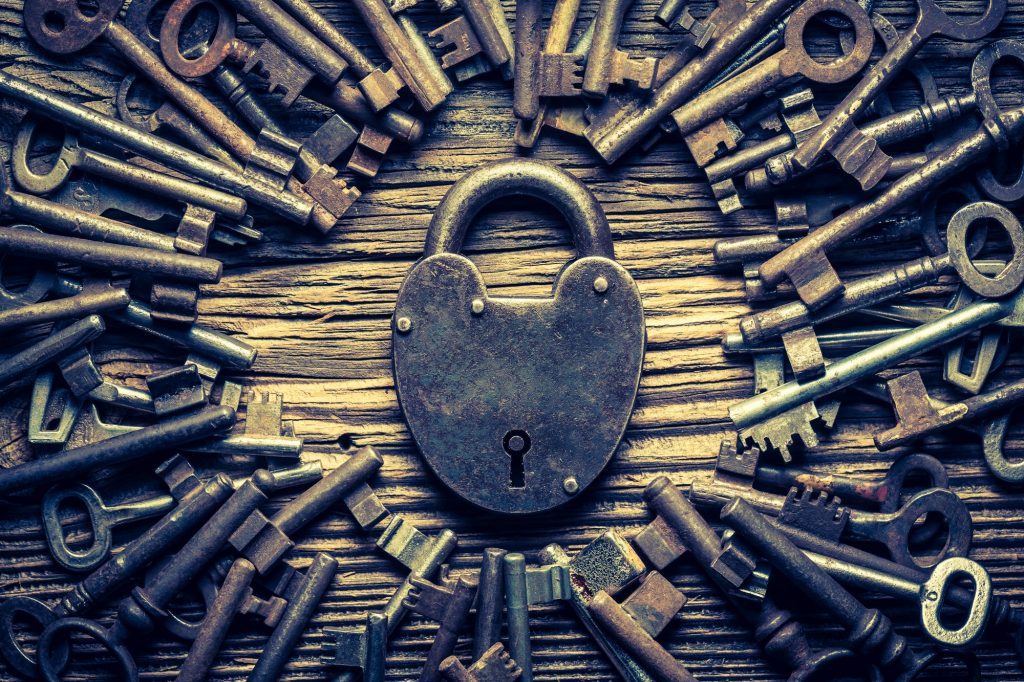 Closeup of vintage locks nad keys